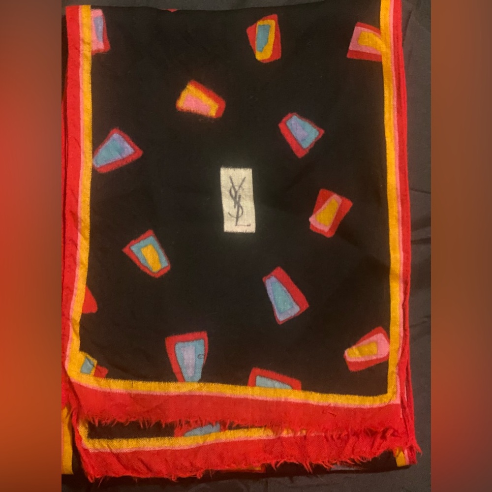 Vintage YSL Yves Saint Laurent YSL Foulards 100 Wool Scarf.